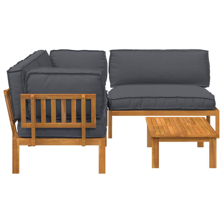 Sofa Sæt med pude Ensfarvet 4 pcs Antracit Massivt Akacietræ