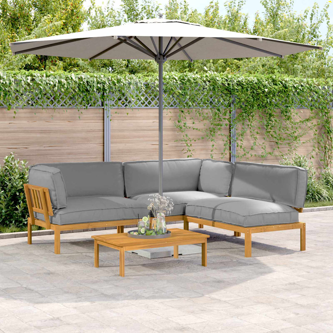 Sofa Sæt 4 pcs Grå Massivt Akacietræ
