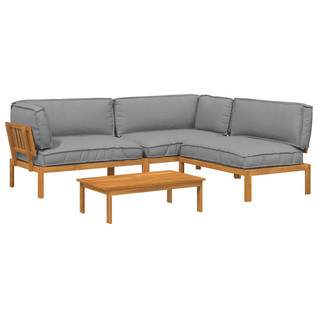 Sofa Sæt 4 pcs Grå Massivt Akacietræ