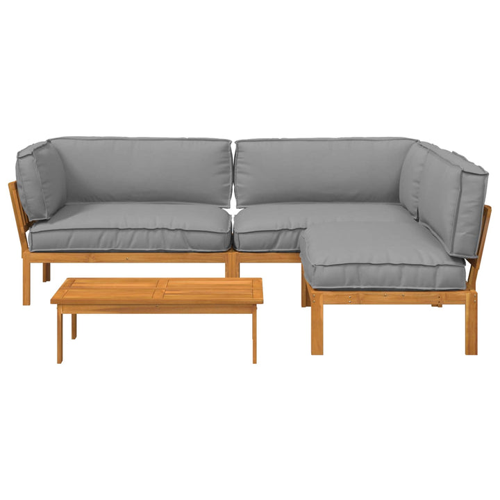 Sofa Sæt 4 pcs Grå Massivt Akacietræ