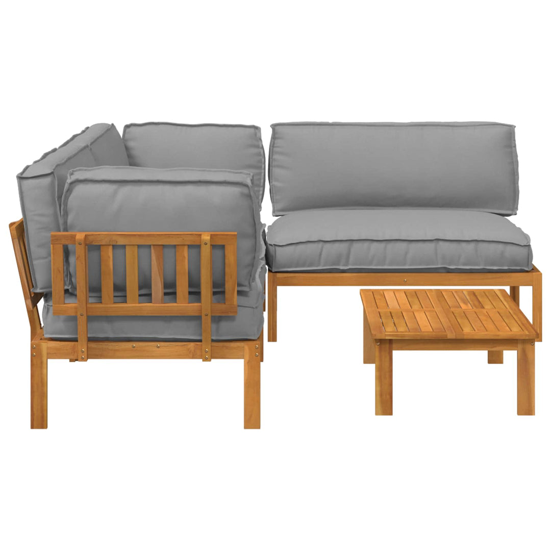 Sofa Sæt 4 pcs Grå Massivt Akacietræ