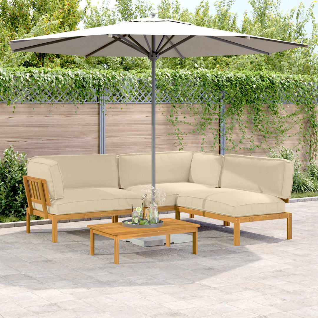 Sofa Sæt med pude Ensfarvet 4 pcs Beige Massivt Akacietræ