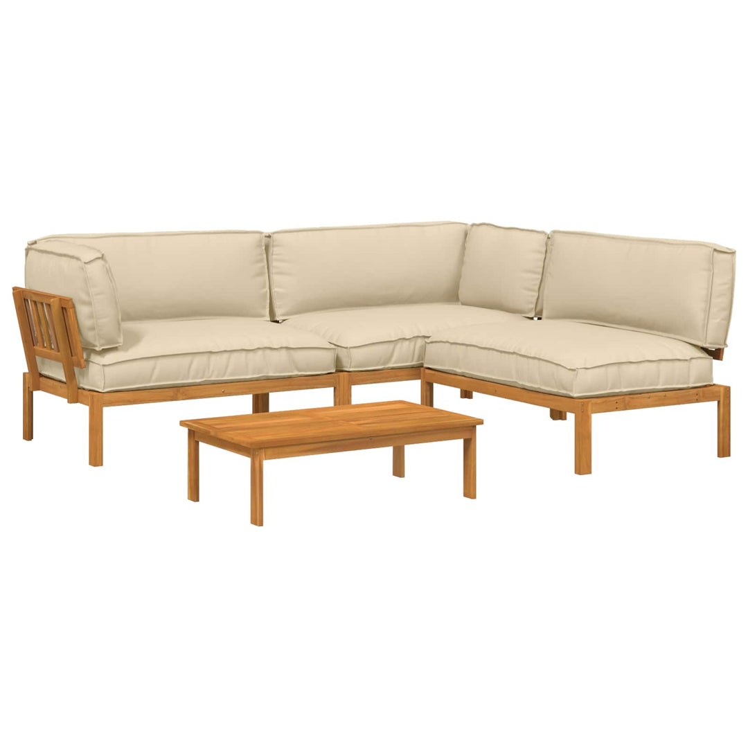 Sofa Sæt med pude Ensfarvet 4 pcs Beige Massivt Akacietræ