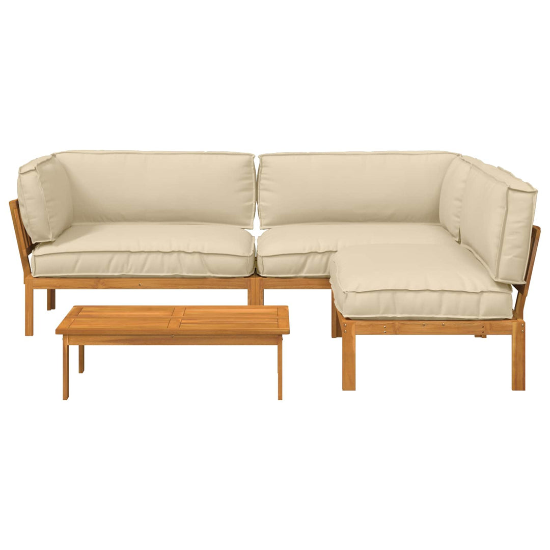 Sofa Sæt med pude Ensfarvet 4 pcs Beige Massivt Akacietræ