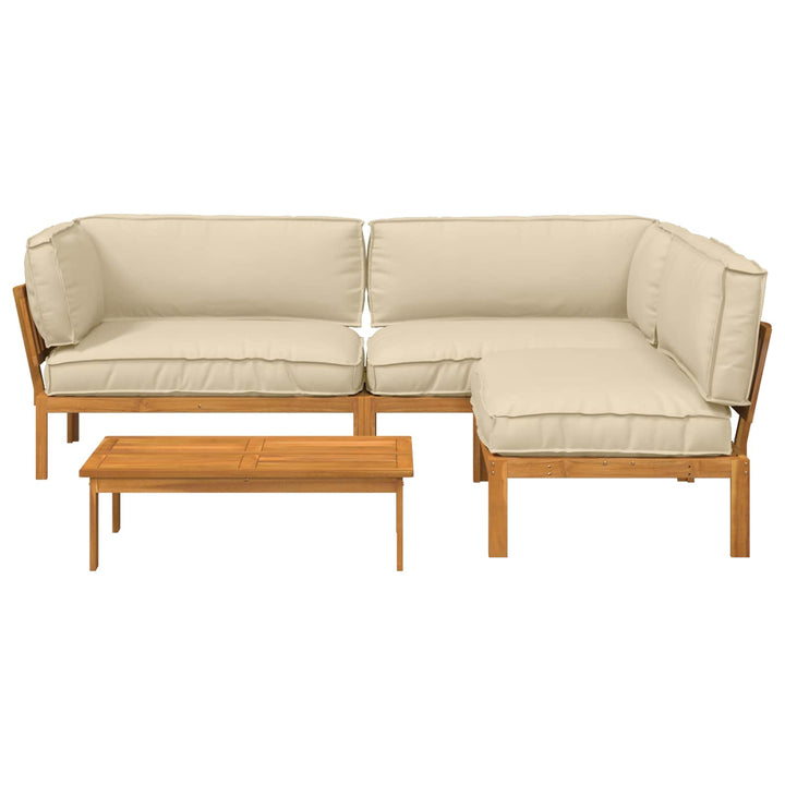 Sofa Sæt med pude Ensfarvet 4 pcs Beige Massivt Akacietræ