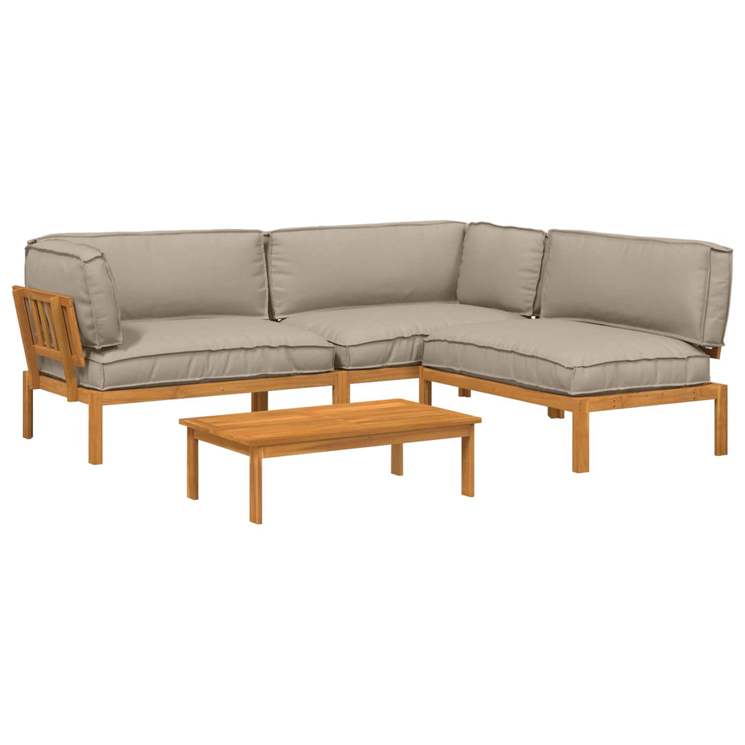 Sofa Sæt med pude Ensfarvet 4 pcs Gråbrun Massivt Akacietræ