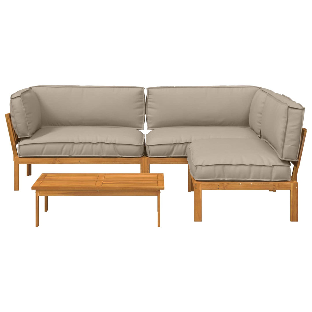 Sofa Sæt med pude Ensfarvet 4 pcs Gråbrun Massivt Akacietræ