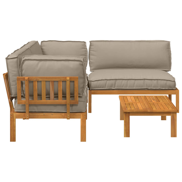 Sofa Sæt med pude Ensfarvet 4 pcs Gråbrun Massivt Akacietræ