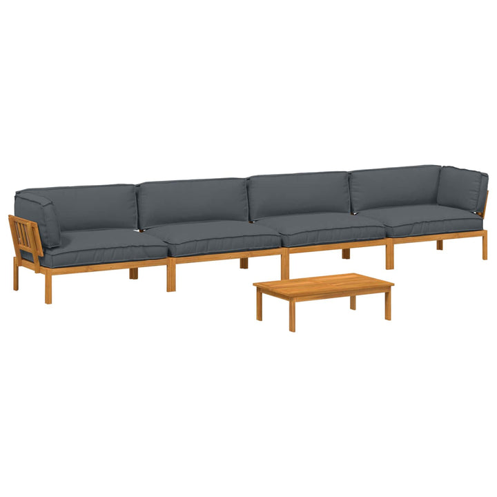 Sofa Sæt med pude Ensfarvet 5 pcs Antracit Massivt Akacietræ