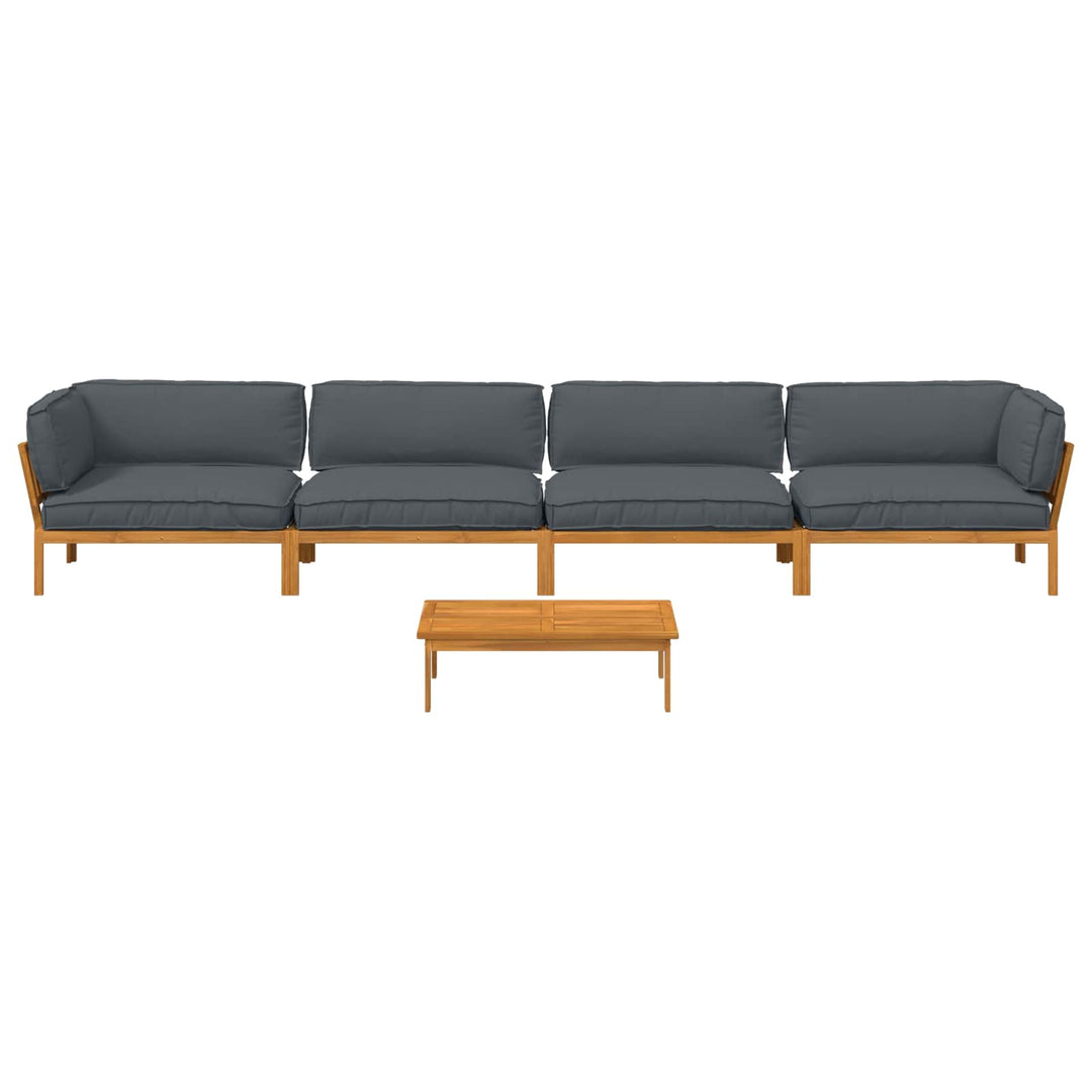 Sofa Sæt med pude Ensfarvet 5 pcs Antracit Massivt Akacietræ