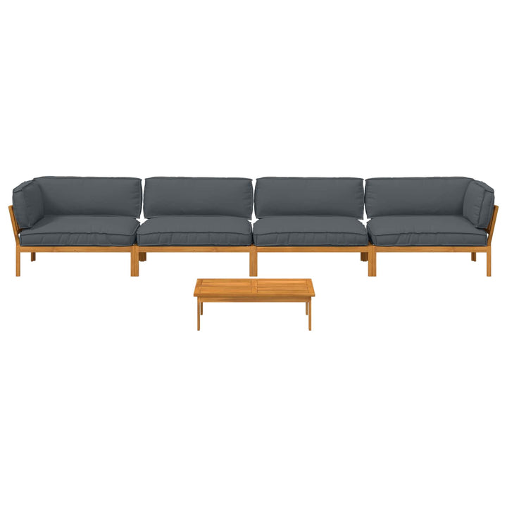Sofa Sæt med pude Ensfarvet 5 pcs Antracit Massivt Akacietræ