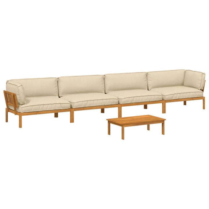 Sofa Sæt med pude Ensfarvet 5 pcs Beige Massivt Akacietræ