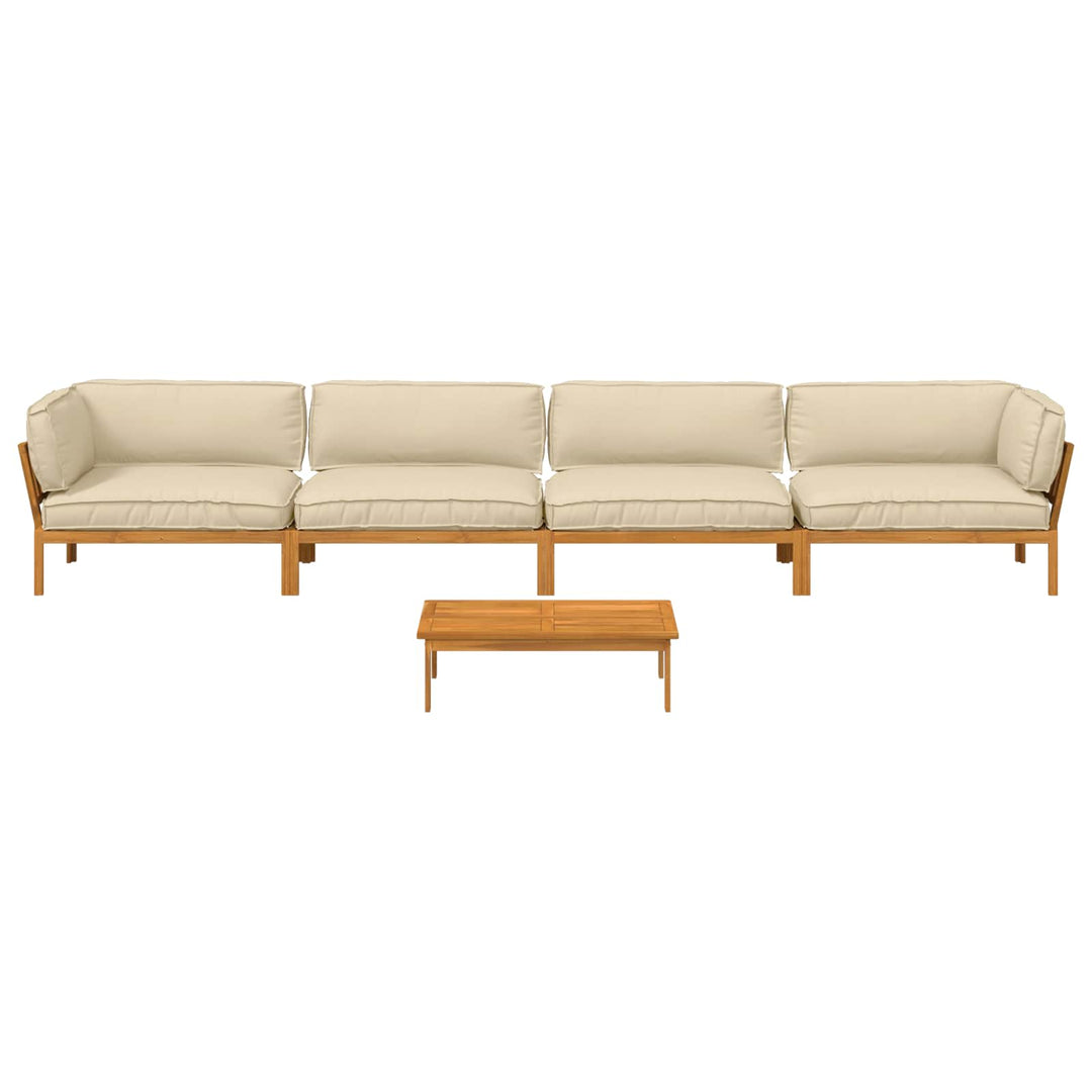 Sofa Sæt med pude Ensfarvet 5 pcs Beige Massivt Akacietræ