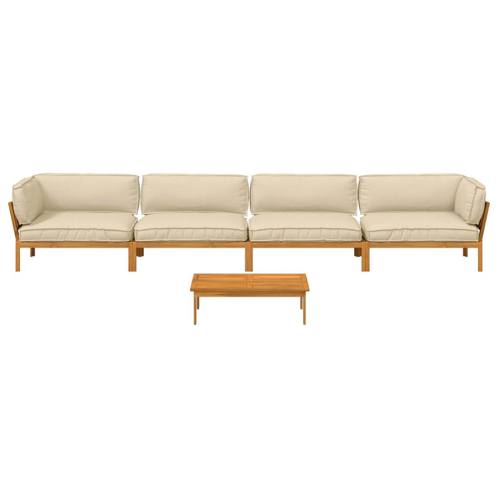 Sofa Sæt med pude Ensfarvet 5 pcs Beige Massivt Akacietræ