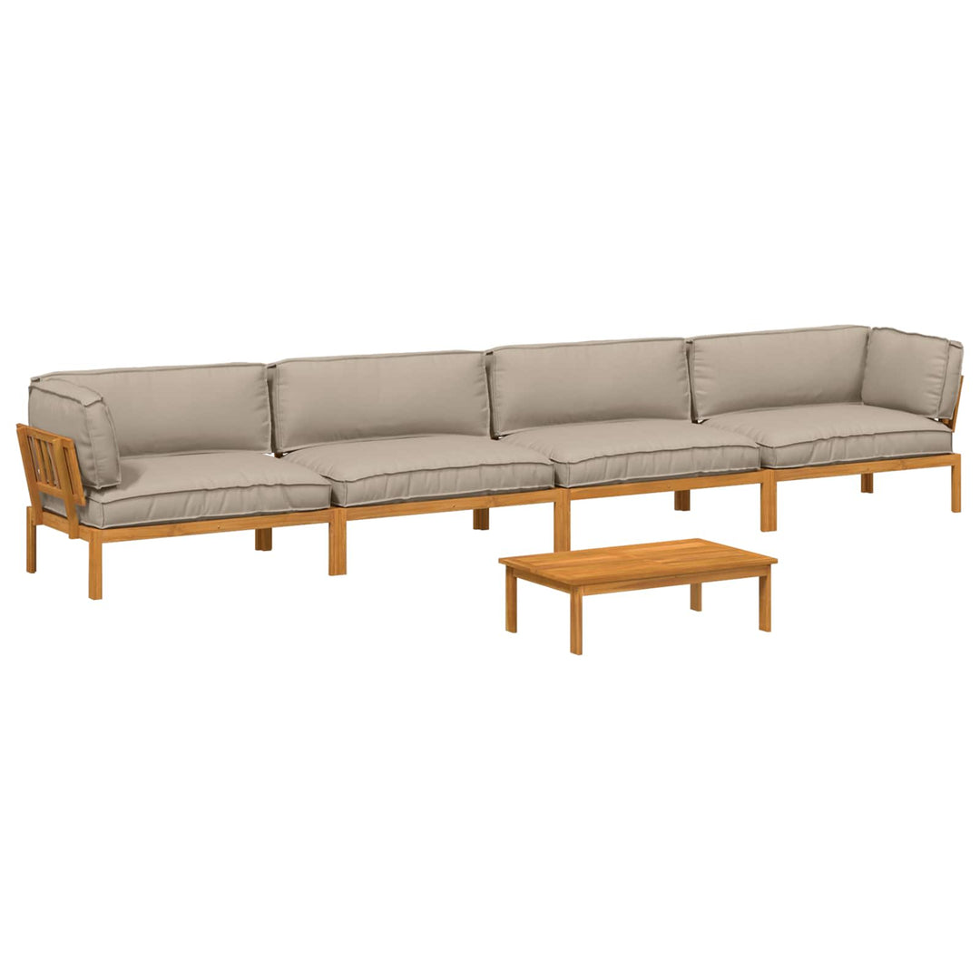 Sofa Sæt med pude Ensfarvet 5 pcs Gråbrun Massivt Akacietræ