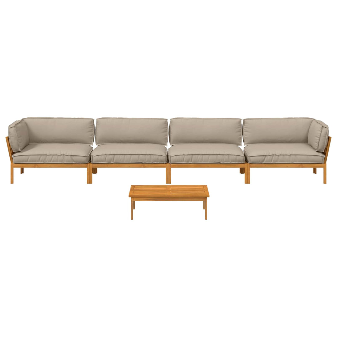 Sofa Sæt med pude Ensfarvet 5 pcs Gråbrun Massivt Akacietræ