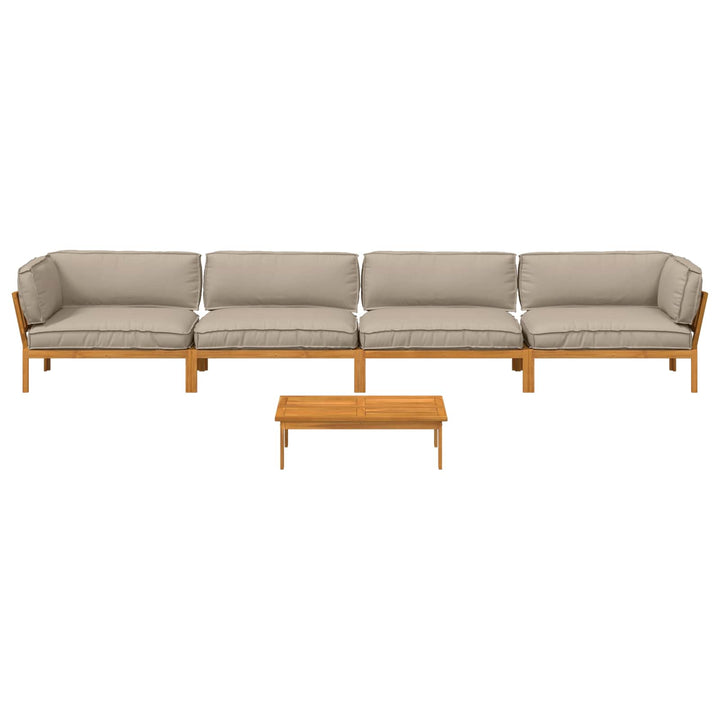 Sofa Sæt med pude Ensfarvet 5 pcs Gråbrun Massivt Akacietræ