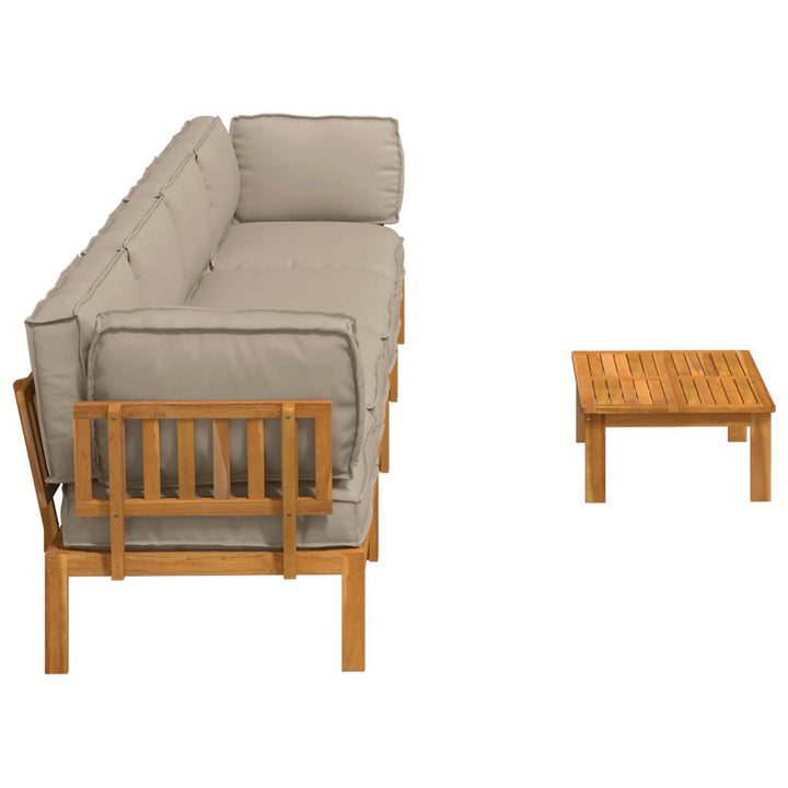 Sofa Sæt med pude Ensfarvet 5 pcs Gråbrun Massivt Akacietræ