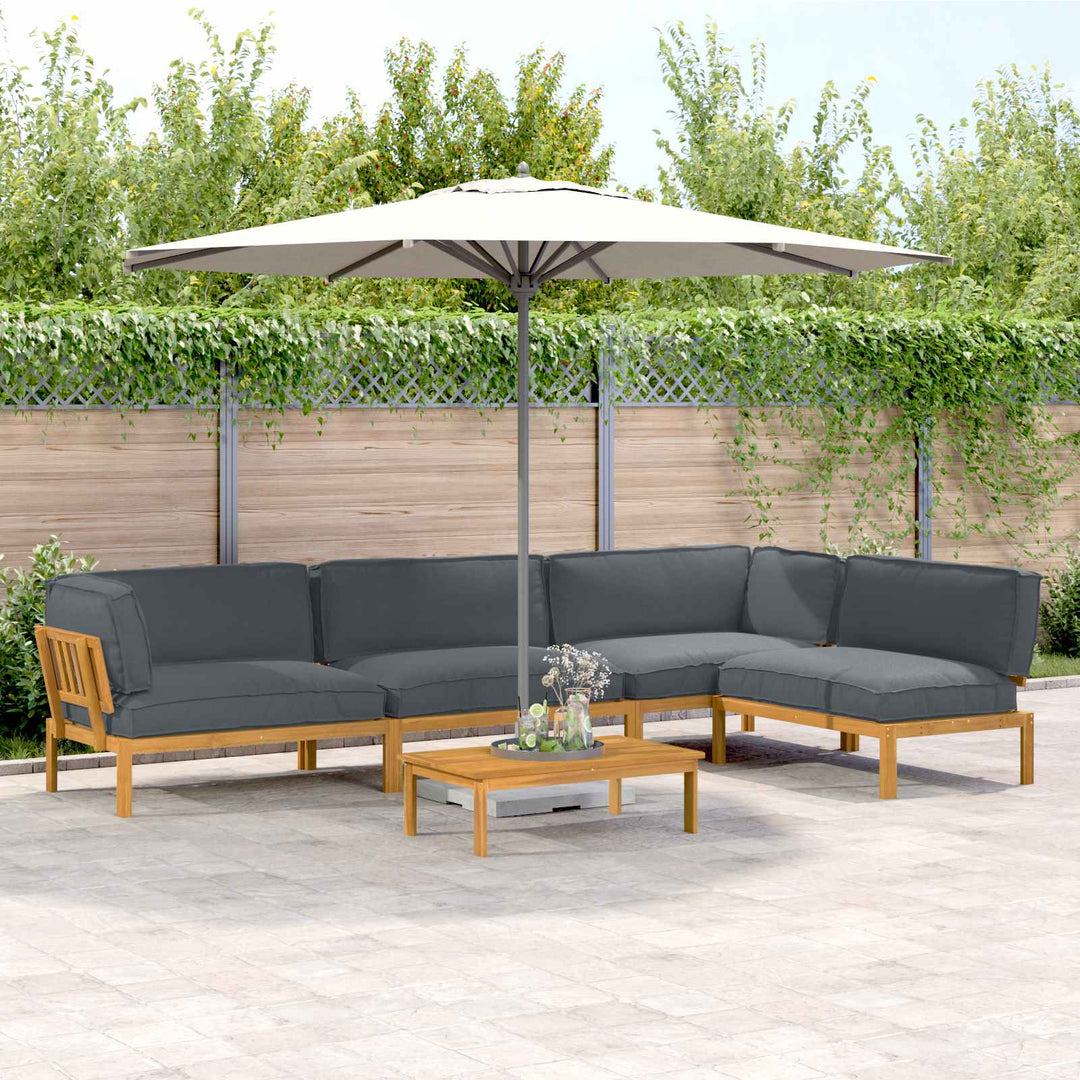 Sofa Sæt med pude Ensfarvet 5 pcs Antracit Massivt Akacietræ