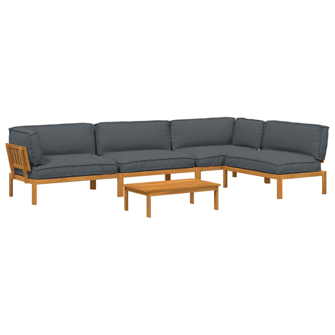 Sofa Sæt med pude Ensfarvet 5 pcs Antracit Massivt Akacietræ