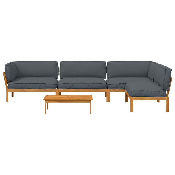 Sofa Sæt med pude Ensfarvet 5 pcs Antracit Massivt Akacietræ