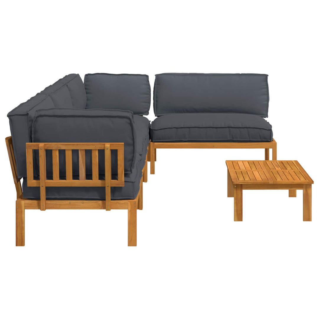 Sofa Sæt med pude Ensfarvet 5 pcs Antracit Massivt Akacietræ