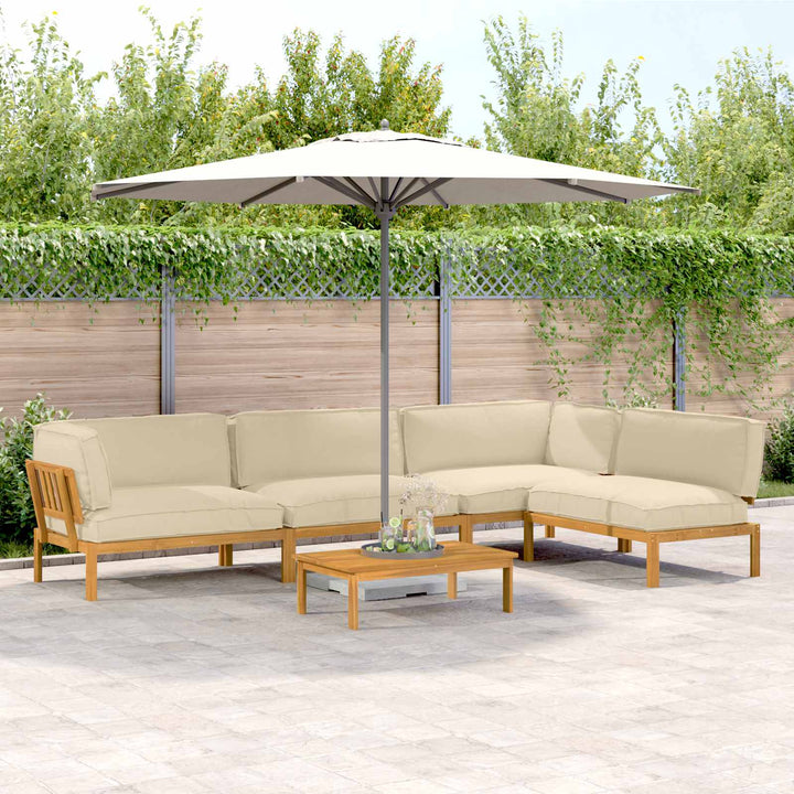 Sofa Sæt med pude Ensfarvet 5 pcs Beige Massivt Akacietræ