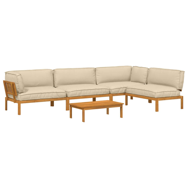 Sofa Sæt med pude Ensfarvet 5 pcs Beige Massivt Akacietræ