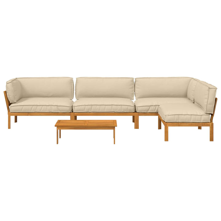 Sofa Sæt med pude Ensfarvet 5 pcs Beige Massivt Akacietræ