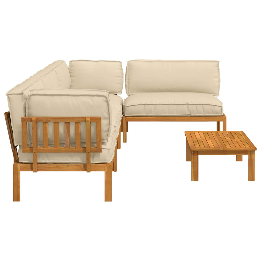 Sofa Sæt med pude Ensfarvet 5 pcs Beige Massivt Akacietræ