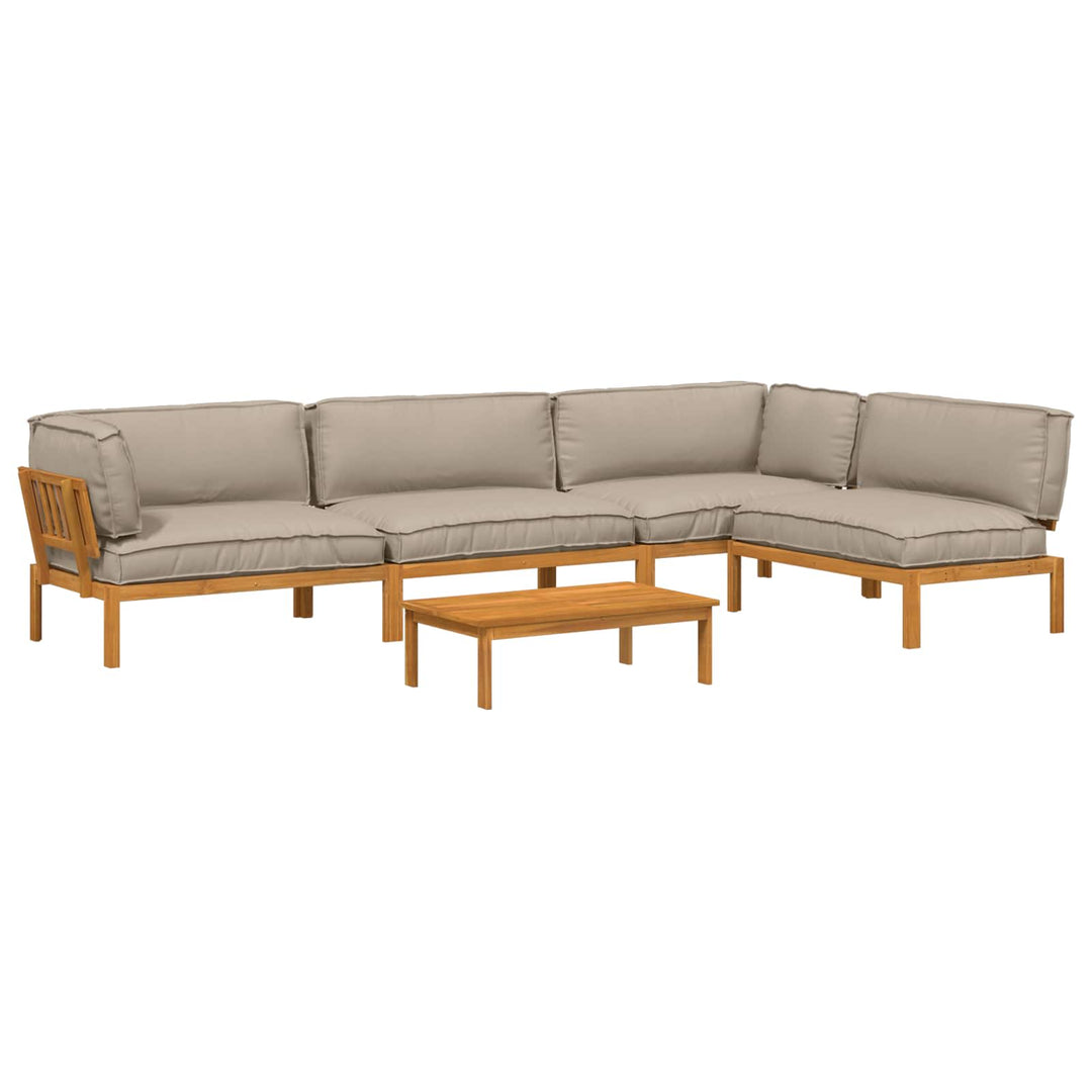 Sofa Sæt med pude Ensfarvet 5 pcs Gråbrun Massivt Akacietræ
