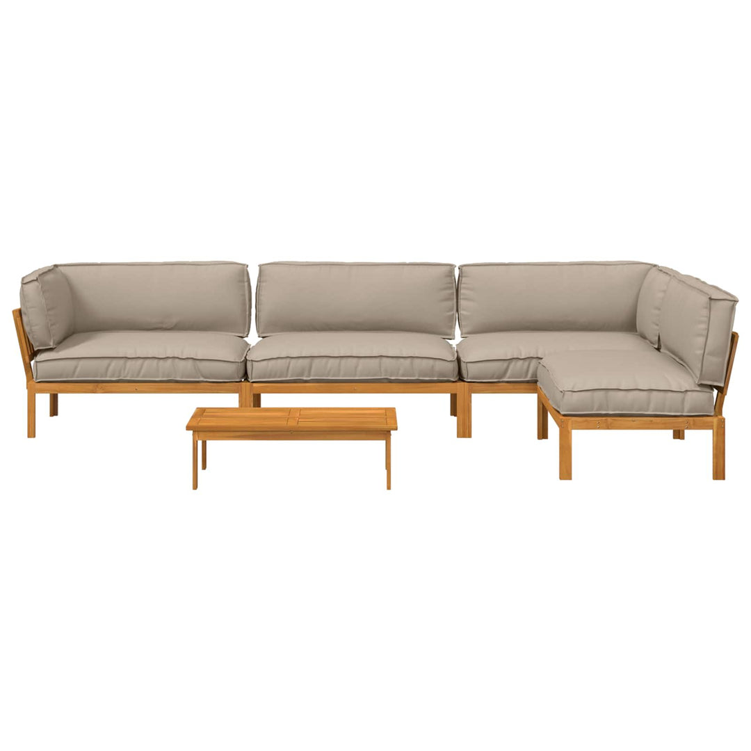Sofa Sæt med pude Ensfarvet 5 pcs Gråbrun Massivt Akacietræ