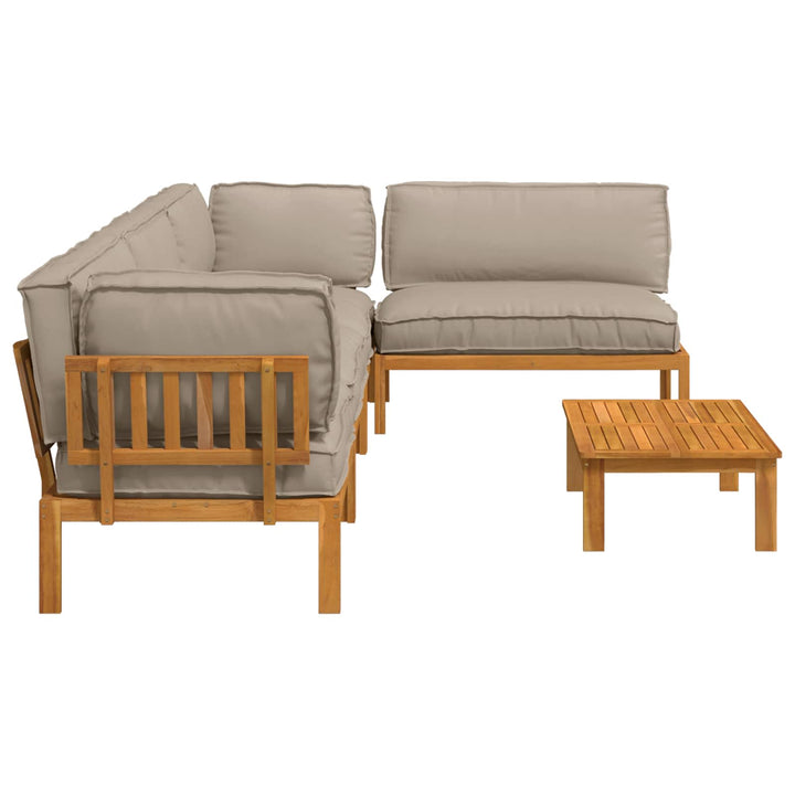 Sofa Sæt med pude Ensfarvet 5 pcs Gråbrun Massivt Akacietræ
