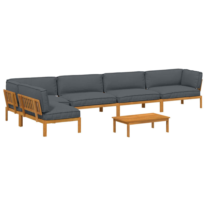 Sofa Sæt med pude Ensfarvet 6 pcs Antracit Massivt Akacietræ