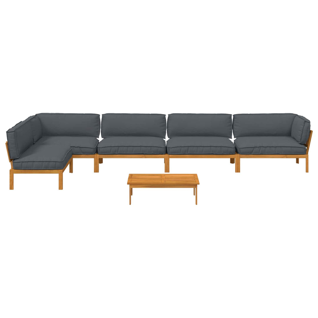 Sofa Sæt med pude Ensfarvet 6 pcs Antracit Massivt Akacietræ
