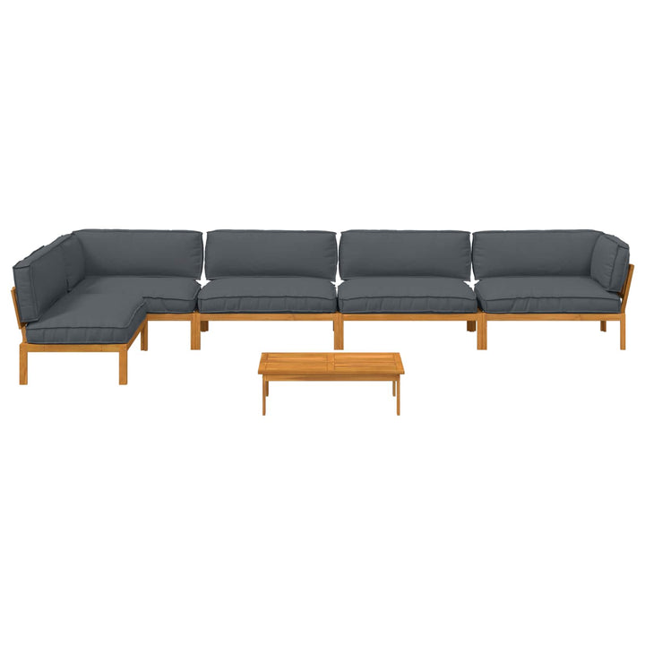 Sofa Sæt med pude Ensfarvet 6 pcs Antracit Massivt Akacietræ