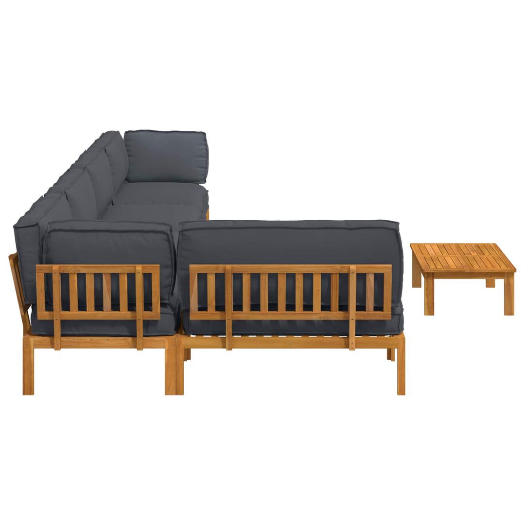 Sofa Sæt med pude Ensfarvet 6 pcs Antracit Massivt Akacietræ