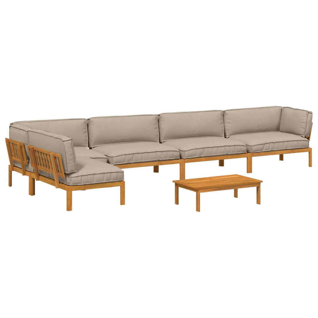 Sofa Sæt med pude Ensfarvet 6 pcs Gråbrun Massivt Akacietræ