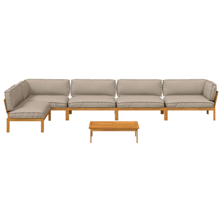 Sofa Sæt med pude Ensfarvet 6 pcs Gråbrun Massivt Akacietræ