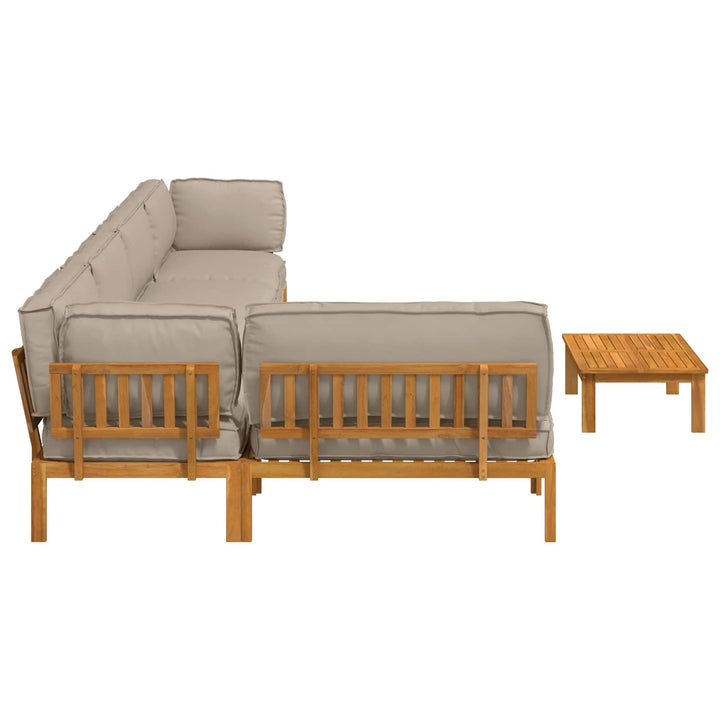 Sofa Sæt med pude Ensfarvet 6 pcs Gråbrun Massivt Akacietræ