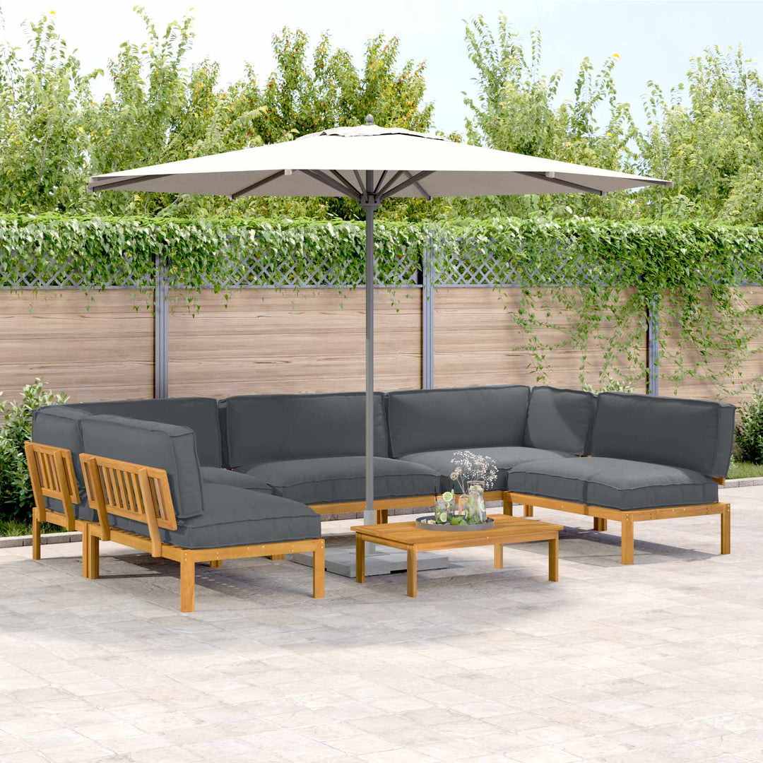 Sofa Sæt med pude Ensfarvet 6 pcs Antracit Massivt Akacietræ
