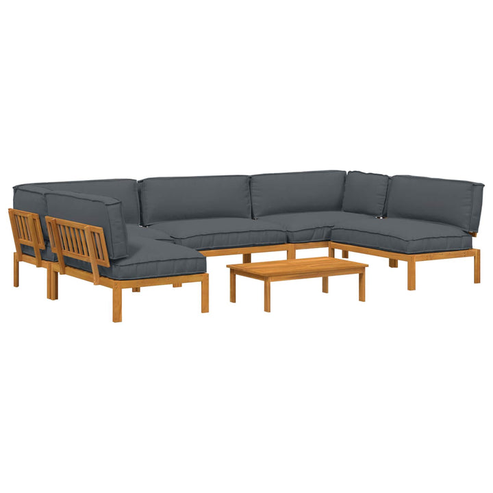 Sofa Sæt med pude Ensfarvet 6 pcs Antracit Massivt Akacietræ