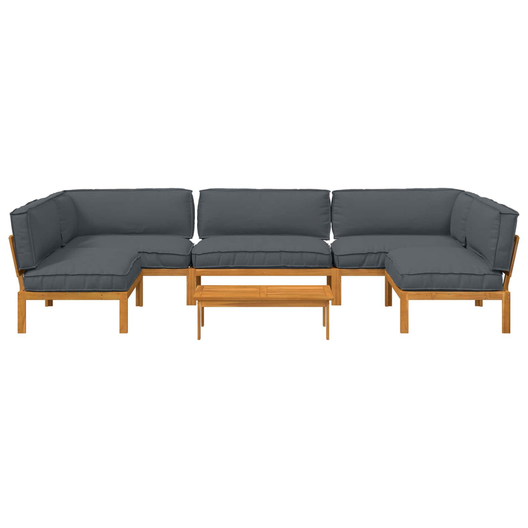Sofa Sæt med pude Ensfarvet 6 pcs Antracit Massivt Akacietræ