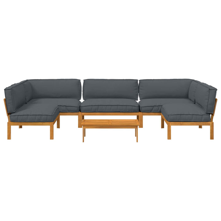 Sofa Sæt med pude Ensfarvet 6 pcs Antracit Massivt Akacietræ