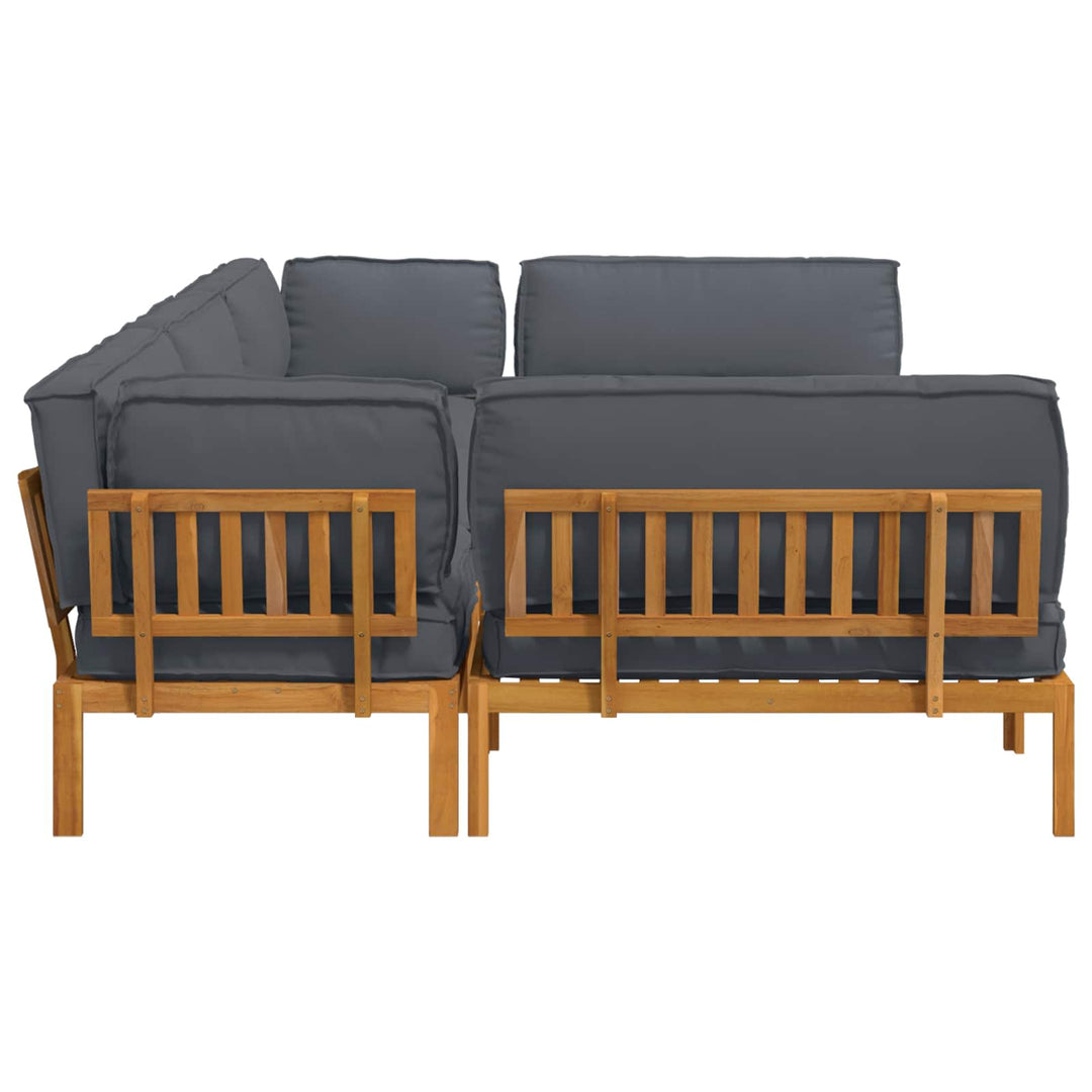 Sofa Sæt med pude Ensfarvet 6 pcs Antracit Massivt Akacietræ