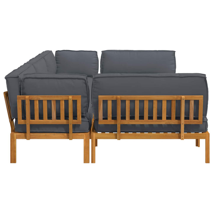 Sofa Sæt med pude Ensfarvet 6 pcs Antracit Massivt Akacietræ