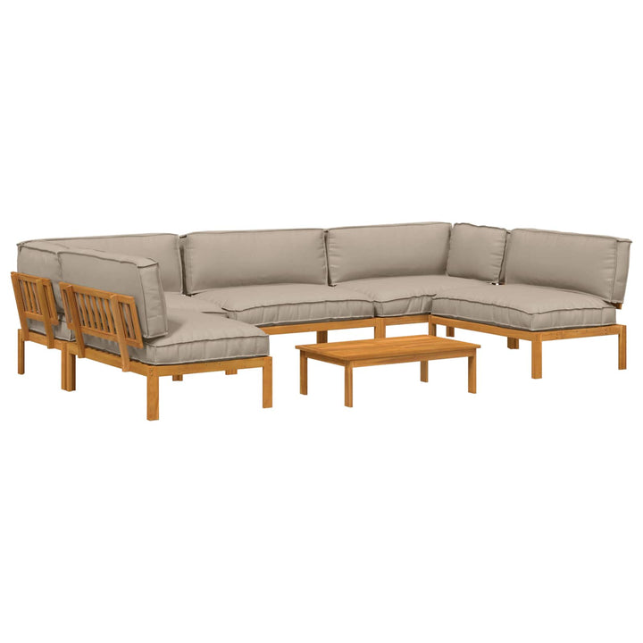 Sofa Sæt med pude Ensfarvet 6 pcs Gråbrun Massivt Akacietræ