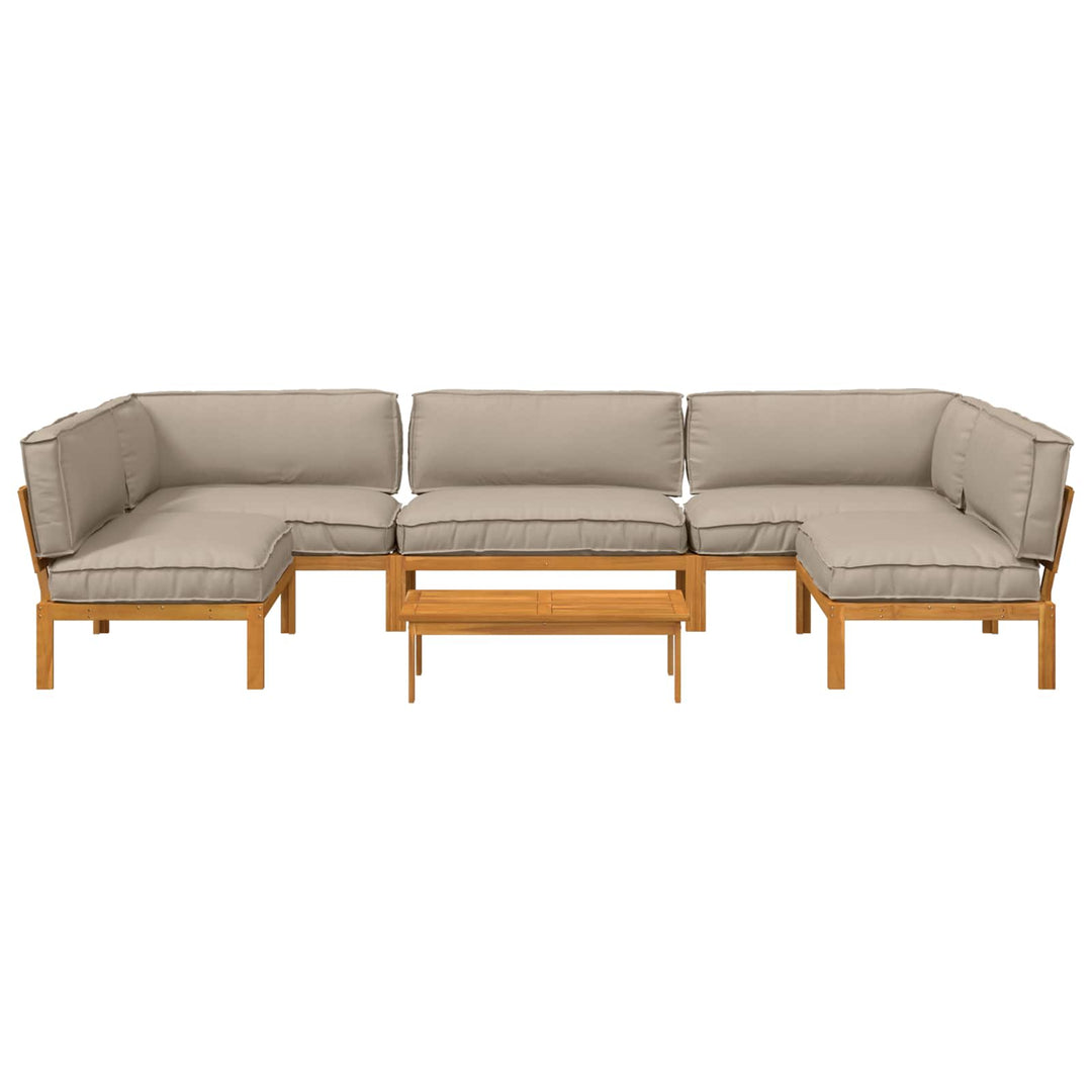 Sofa Sæt med pude Ensfarvet 6 pcs Gråbrun Massivt Akacietræ