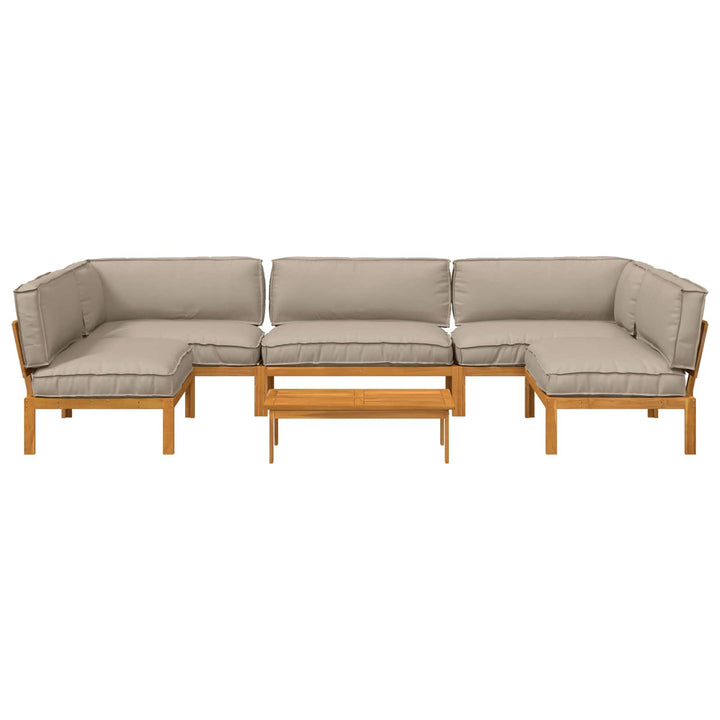 Sofa Sæt med pude Ensfarvet 6 pcs Gråbrun Massivt Akacietræ