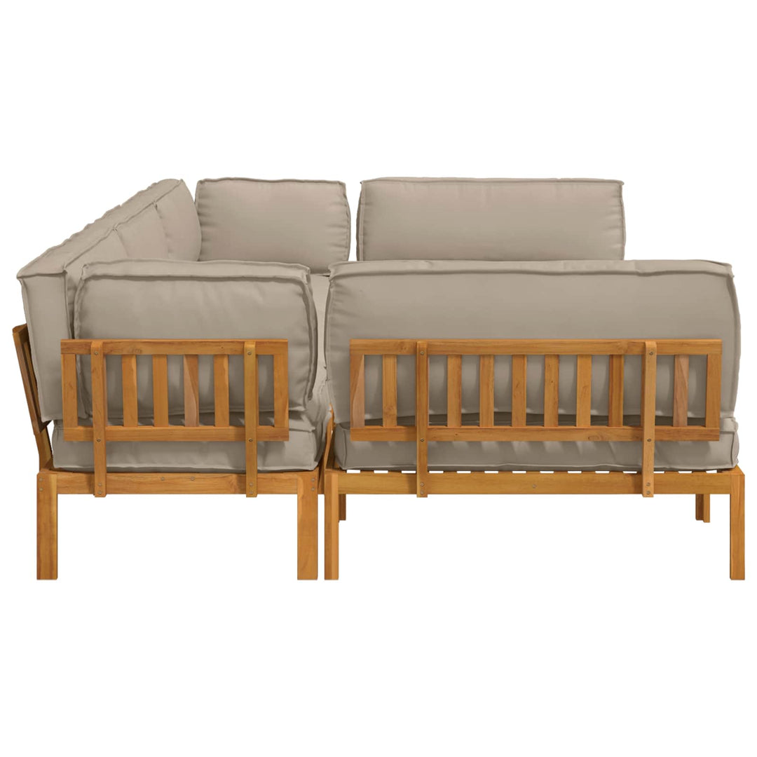 Sofa Sæt med pude Ensfarvet 6 pcs Gråbrun Massivt Akacietræ